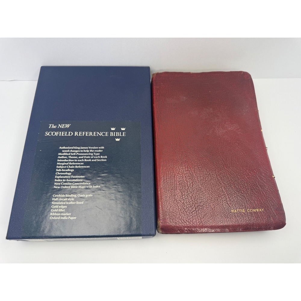 Oxford New Scofield Reference Bible KJV Burgundy Cowhide Leather 09176x Vintage